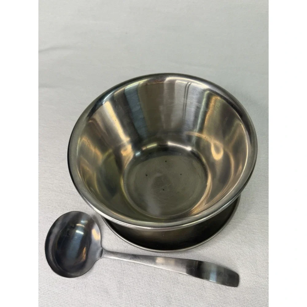 Vintage Leonard MCM Stainless Steel Gravy Boat Sauce Bowl Ladle Japan 18-8